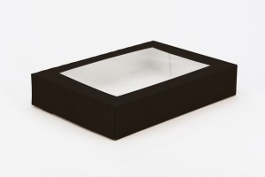 Black Sushi Box with Window 26x19x5 cm (100 pcs.) (1)