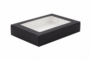 Black Sushi Box with Window 26x19x5 cm (100 pcs.) (1)